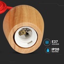 Rød E27 træpendel med elegant design - perfekt til enhver boligindretning