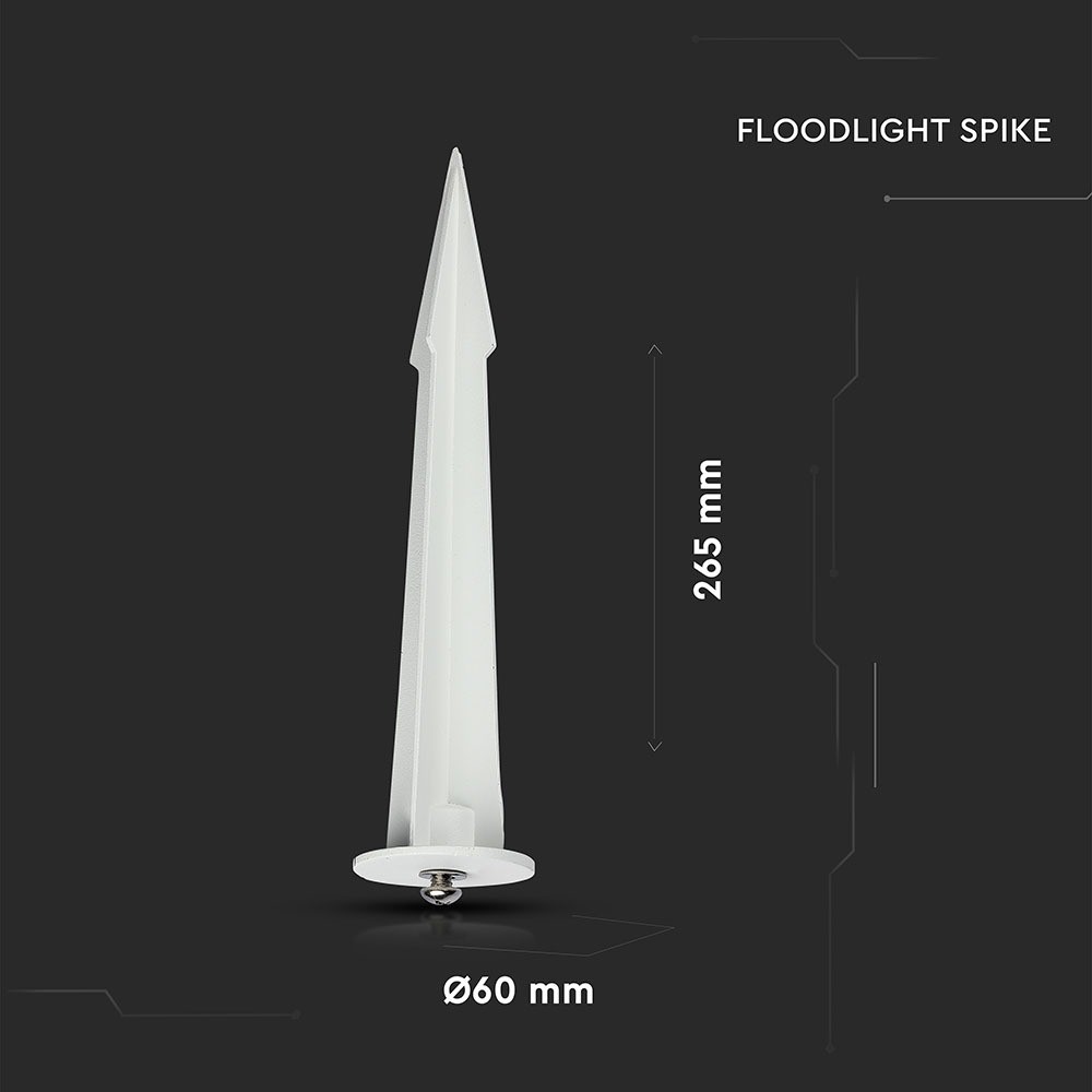 Hvid projektør med spikes - IP65, Ø60 x H265