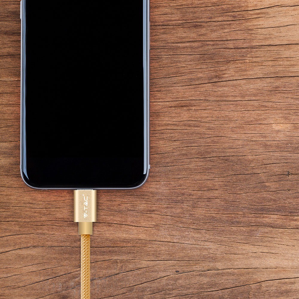 1M Micro USB Fletnylonkabel - Guld (Platinum Serie)