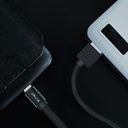 1M Micro USB Fletkabel i Sort Bomuldsstof - Ruby Serie