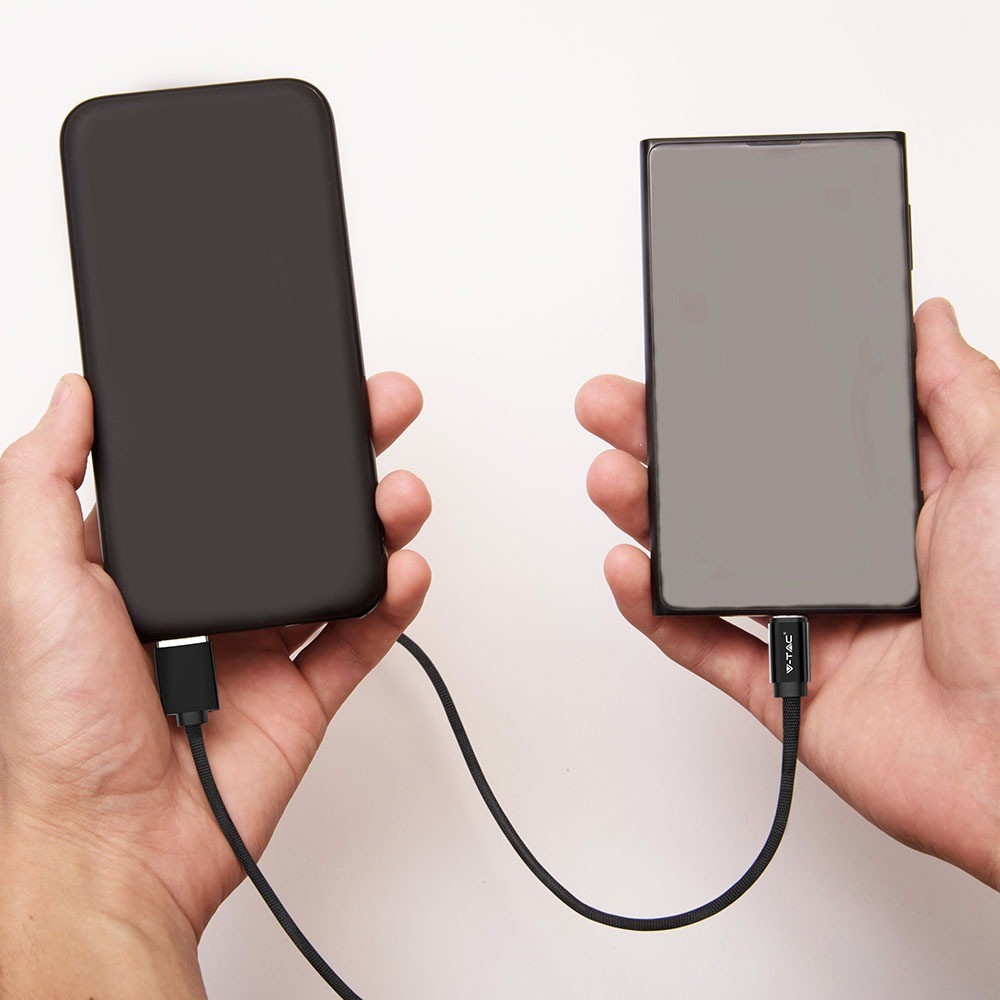 1M Micro USB Fletkabel i Sort Bomuldsstof - Ruby Serie