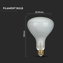8W R125 LED Kultrådspære E27, 4000K Dæmpbar - Energibesparende LED lyskilde med stor E27 fatning, 600lm og høj farvegengivelse (RA80) - Ideel til dæmpbare belysningsløsninger.