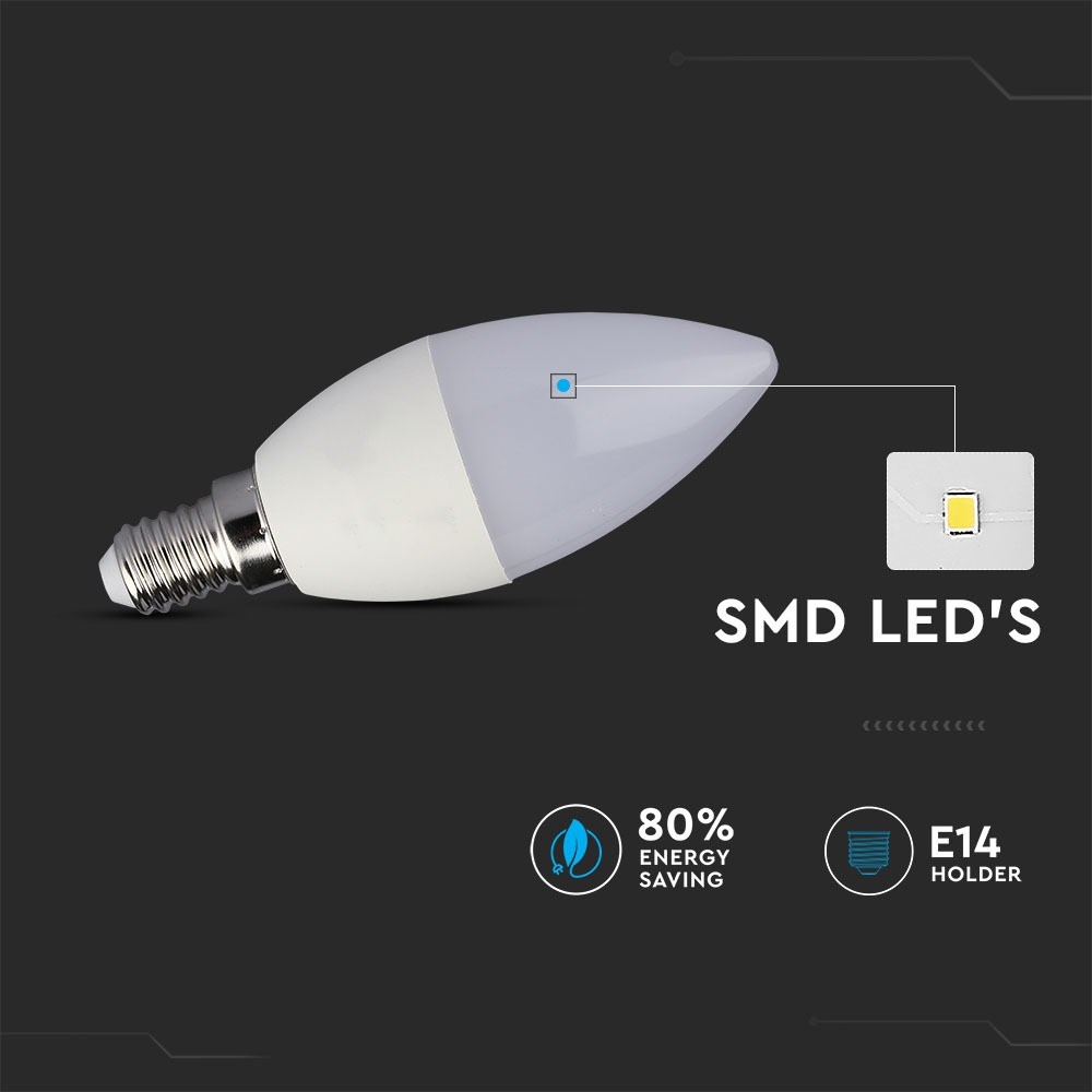 3,5W RGB+6400K Kertepære E14 - Dæmpbar med RF Kontrol - 320lm - RA80