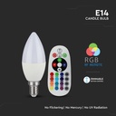 3,5W RGB+6400K Kertepære E14 - Dæmpbar med RF Kontrol - 320lm - RA80