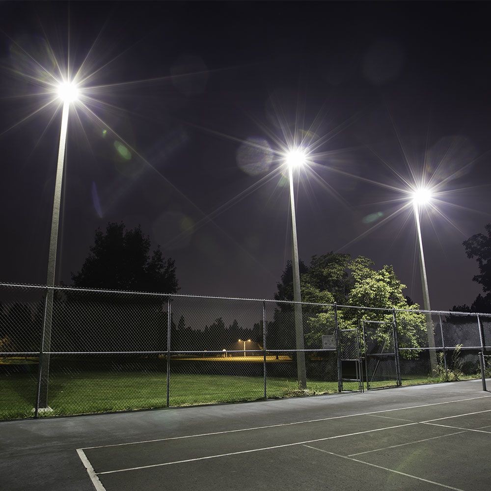 50W LED projektør med Samsung chip, 4000K, sort hus, grå matteret glas, IP65 - 5 års garanti