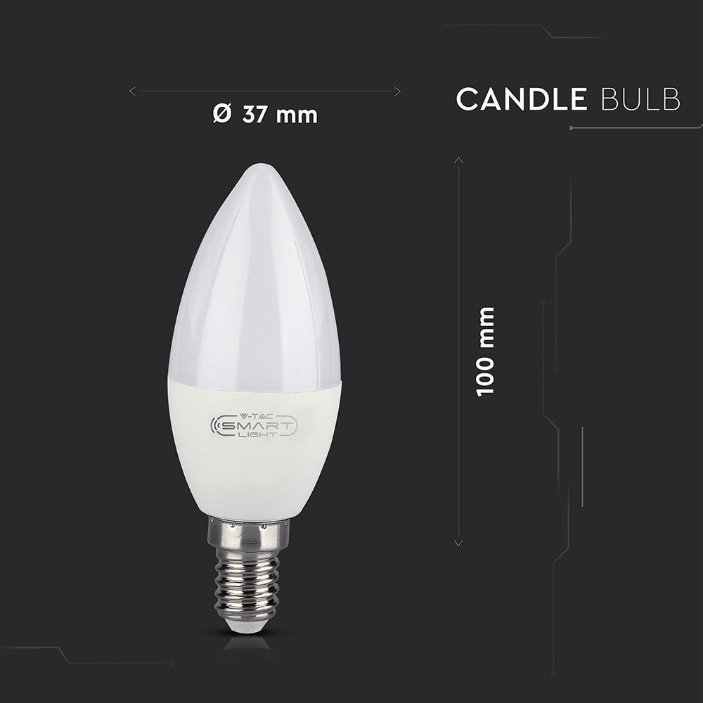 V-Tac 5W Smart Home LED pære - Tuya/Smart Life, kompatibel med Google Home, Alexa og smartphones, E14