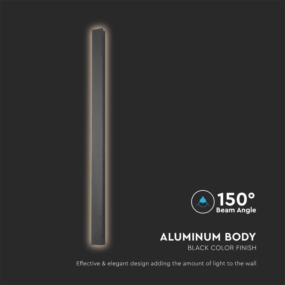 10W LED lineært væglys, sort hus, IP65, 4000K, 1300lm, RA90