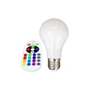 V-Tac 6W RGB LED pære med RF fjernbetjening, E27 fatning, 230V input, 470lm, RA80