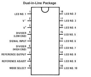 LM3915N 10dot/bar LED display driver (DIP18)
