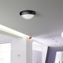 12W Sort IP54 Dome Lys - 3000K, Fuld Rundet, Husmonteret, 840lm, RA70