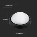12W Sort IP54 Dome Lys - 3000K, Fuld Rundet, Husmonteret, 840lm, RA70