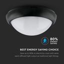 12W Sort IP54 Dome Lys - 3000K, Fuld Rundet, Husmonteret, 840lm, RA70
