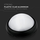 12W Sort IP54 Dome Lys - 3000K, Fuld Rundet, Husmonteret, 840lm, RA70
