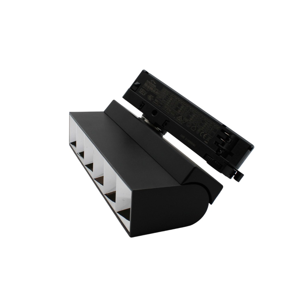 Justerbar LED lysskinne til 3-faset skinner, 36W, 23,5 cm, sort - LEDlife RA92, 230V input, 5500lm