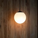 Loftshængt lampe (1*E27) - mat sort, opal plastik kugle - V-Tac Pro serie (3 års garanti)