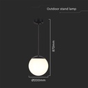 Loftshængt lampe (1*E27) - mat sort, opal plastik kugle - V-Tac Pro serie (3 års garanti)