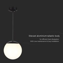 Loftshængt lampe (1*E27) - mat sort, opal plastik kugle - V-Tac Pro serie (3 års garanti)