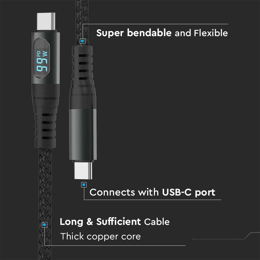 1m USB-C-kabel - sort