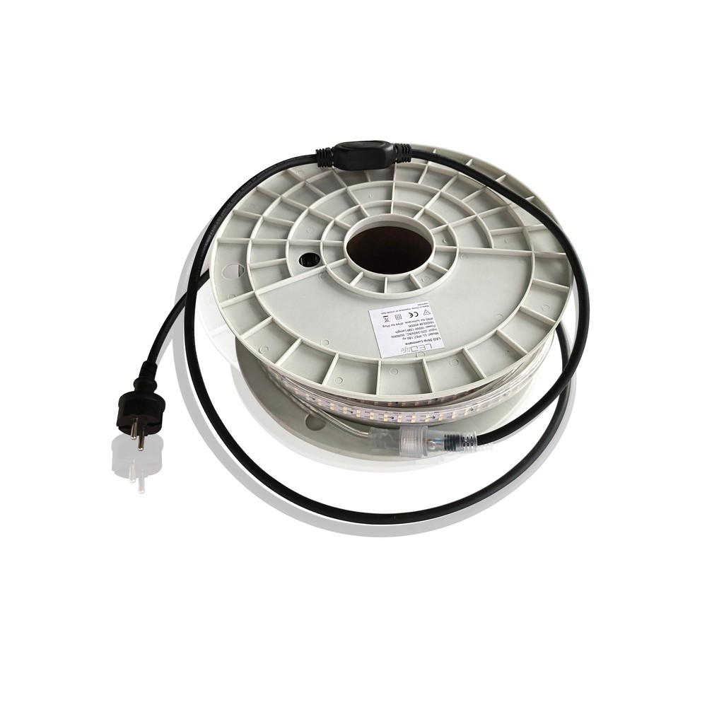 50m LEDlife arbejdslys LED strip på tromle - 230V, IP68, 168 LED/m, 9W/m, 1200 lm/m - Perfekt til professionel belysning