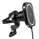 Magnetisk mobilholder m. QI-opladning + bil-vent. clip