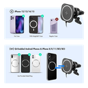 Magnetisk mobilholder m. QI-opladning + bil-vent. clip