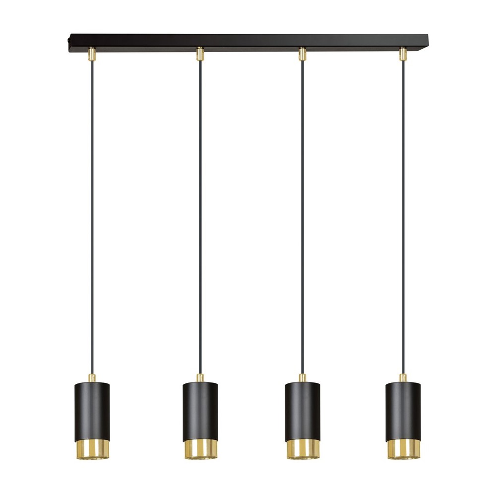 Fumiko 4 Sort/Guld Pendellampe - GU10, 230V, uden lyskilde, Max 10W - Til moderne belysning i hjemmet