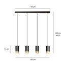 Fumiko 4 Sort/Guld Pendellampe - GU10, 230V, uden lyskilde, Max 10W - Til moderne belysning i hjemmet
