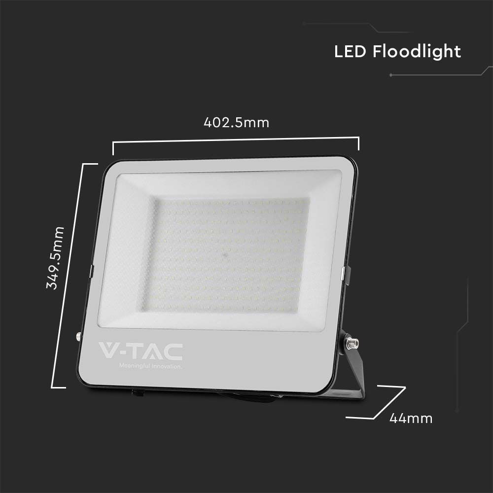 V-Tac 200W LED projektør - 185 lumen pr. watt, arbejdslampe, udendørs, vandtæt, højfarvegengivelse (RA70), 230V input