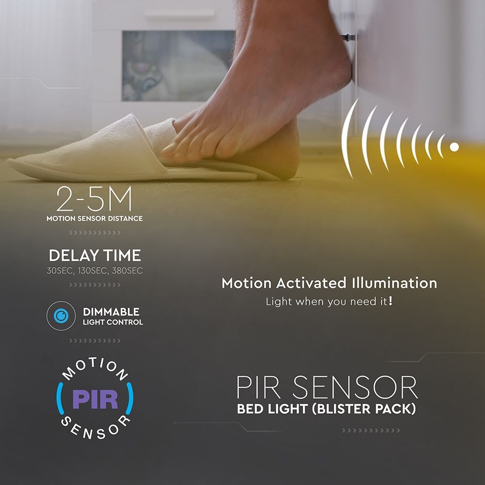 3W LED sengelampe med sensor til enkeltseng, lysfarve på 4000K