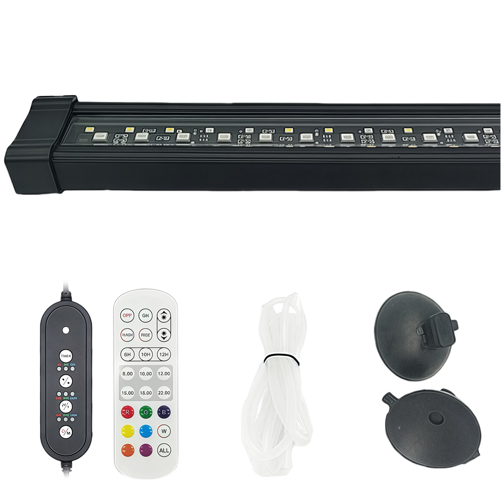 20cm RGB+NW Akvarie Armatur med Luftpumpe Tilslutning - 8W, IP68, 230V - Ideel til Farverigt og Naturligt Lys i Dit Akvarium