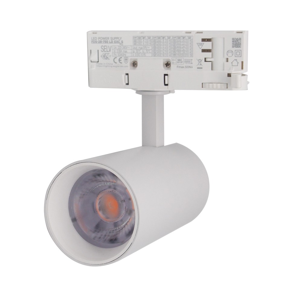 LEDlife 20W Hvid Skinnespot med RA 97 og 2400lm, 3-faset skinne montering, 38 graders spredning - Energibesparende og stilfuldt lys til dit hjem eller kontor.