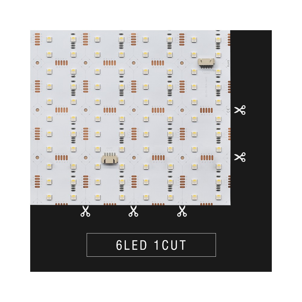 25x25 foldbar RGBW LED ark RA95, 15W - IP20, RA95, 24V - 17,5W/meter LED Strip - Input: 24V - 840lm/meter - RA94