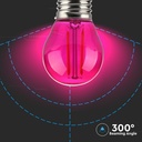 V-Tac 2W Pink LED Kronepære med E27 Fatning - Erstatter 10W, 230V, 60lm, RA80