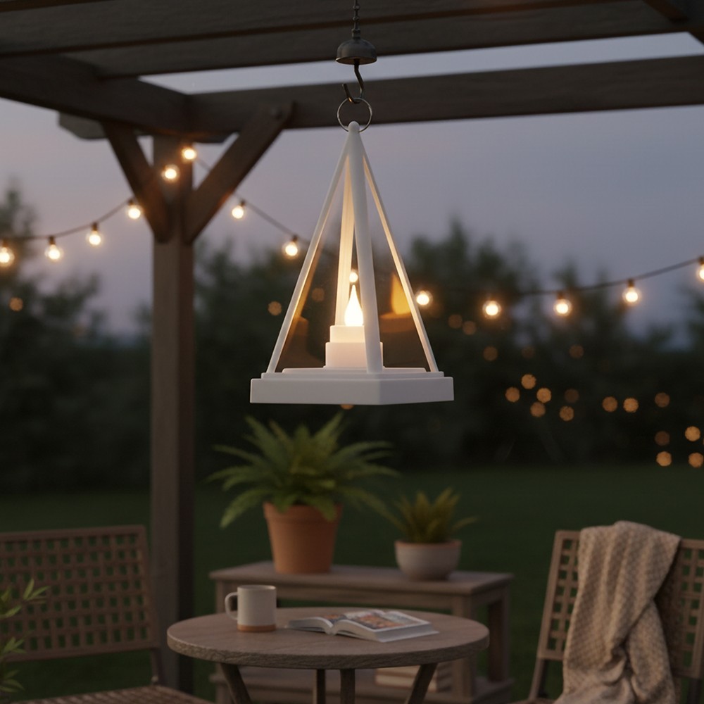 LED lanterne trekantet - Hvid, batteridrevet, IP54 til brug indendørs og udendørs, 1W, 100lm, RA80