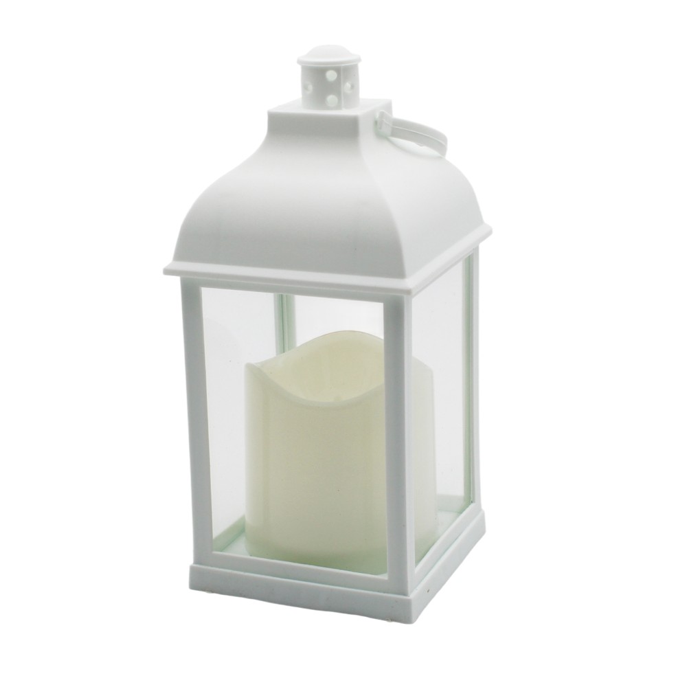 LED lanterne - Hvid firkantet lanterne med batteridrift, egnet til både indendørs og udendørs brug. 1W effekt, 100lm lysstyrke, RA80, IP54 klassificeret.