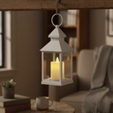 LED lanterne med flammeeffekt - Hvid firkantet batteri IP54 indendørs/udendørs - 1W 100lm RA80 IP54
