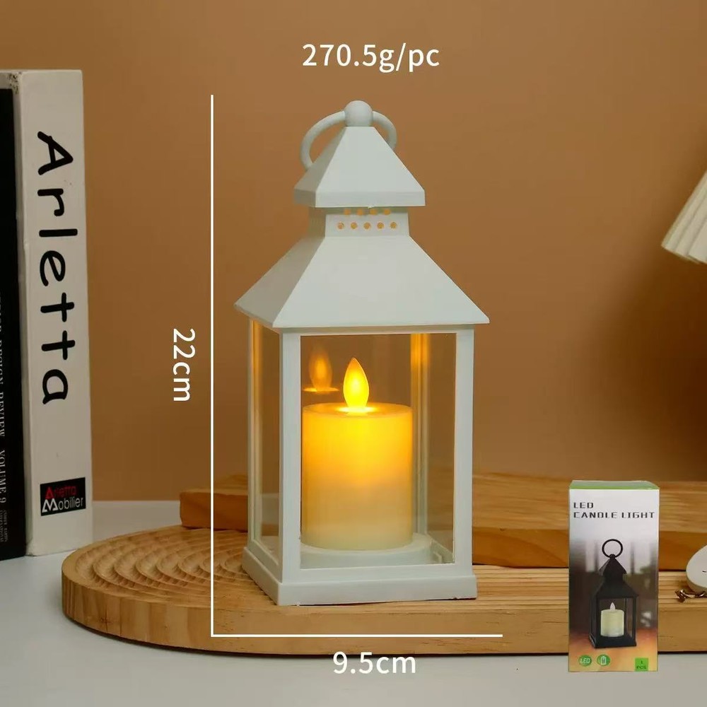 LED lanterne med flammeeffekt - Hvid firkantet batteri IP54 indendørs/udendørs - 1W 100lm RA80 IP54