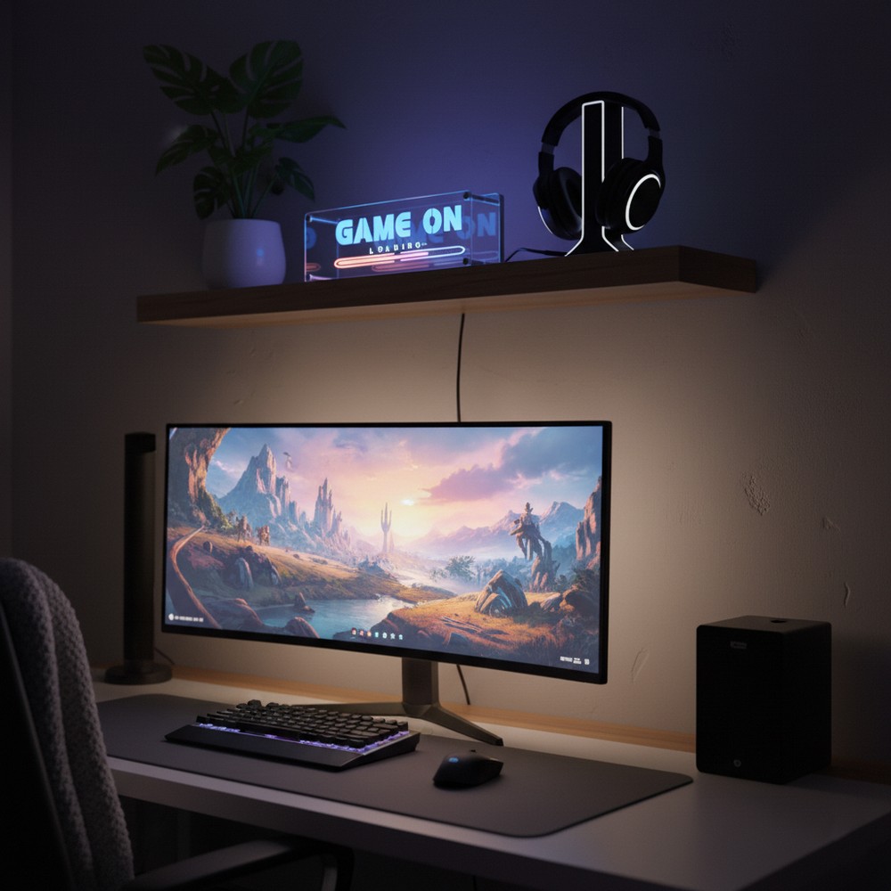 Neon LED RGBIC Bluetooth skilt til gaming med USB-indgang
