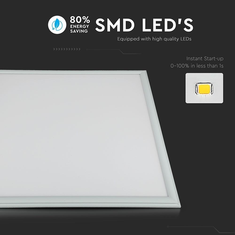 V-Tac 60x60 LED Panel - 32W, 4320lm, Hvid Kant, Erstatter 180W, RA80