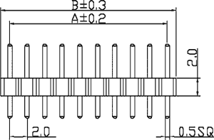 Dobbelt-række Pin header - Han/han, 2mm, 2x40 pin