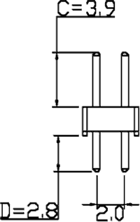 Dobbelt-række Pin header - Han/han, 2mm, 2x40 pin