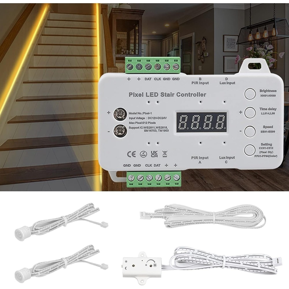 Trappe LED COB stripsæt - 2x5 meter, 12W, 24V, IP20, med sensor