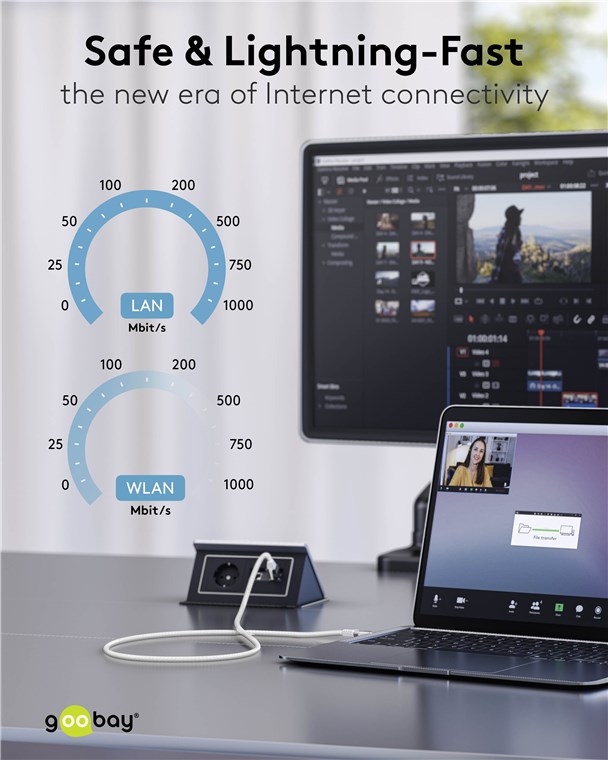 USB-C™ 3.1 til RJ45 netværkskabel, Hvid (2m)