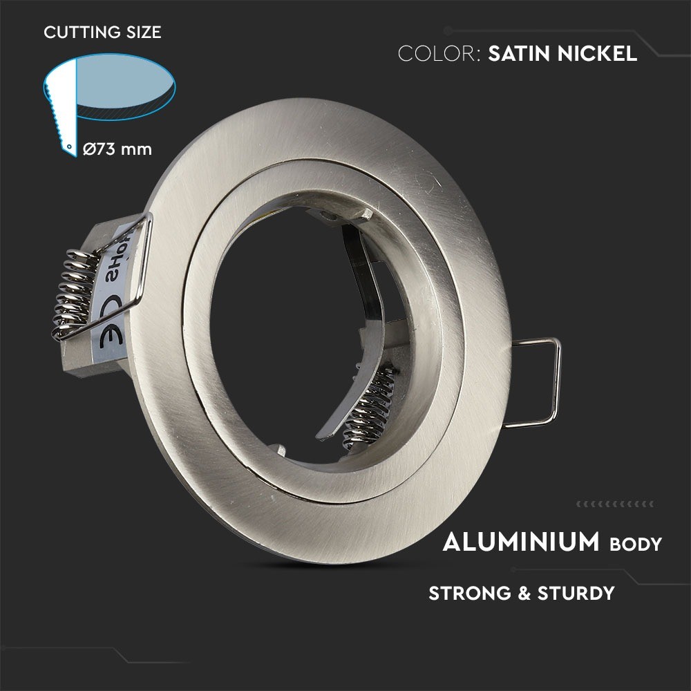 GU10 LED-pære rund - satin nikkelfinish