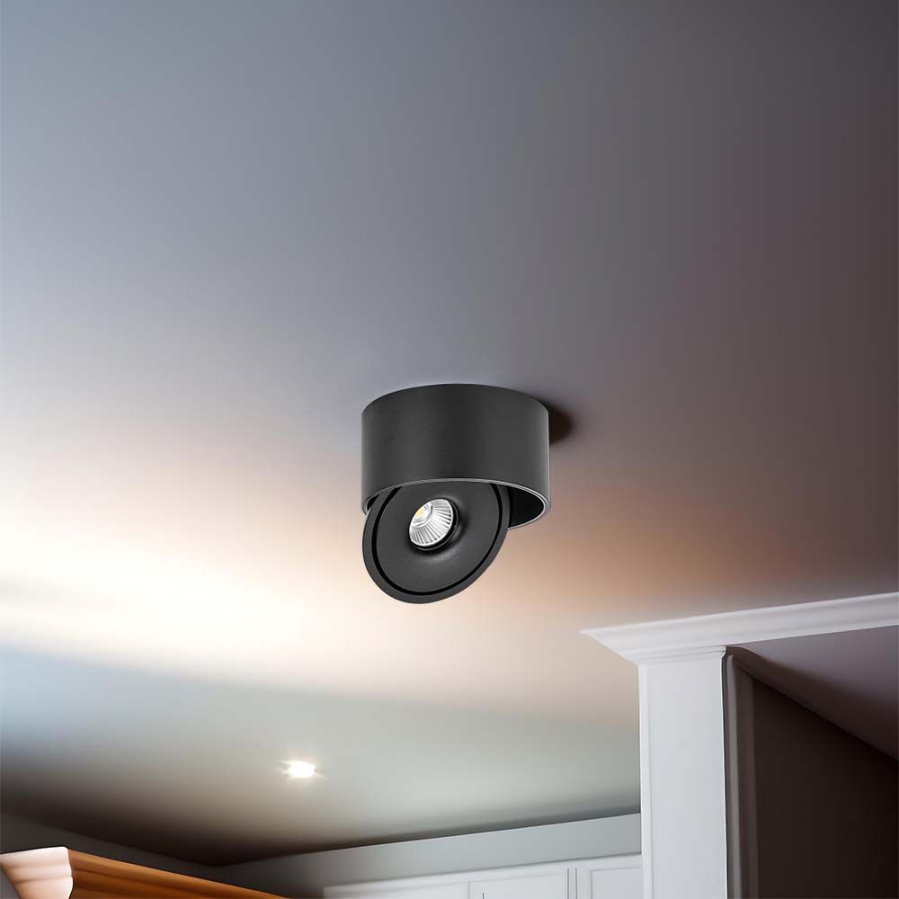 30W LED nedadrettet lys - Flad, COB, monteret, 3i1, sort hus, 28W effekt, 2500lm, RA90.