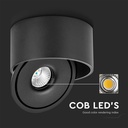 30W LED nedadrettet lys - Flad, COB, monteret, 3i1, sort hus, 28W effekt, 2500lm, RA90.