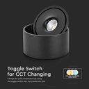 30W LED nedadrettet lys - Flad, COB, monteret, 3i1, sort hus, 28W effekt, 2500lm, RA90.