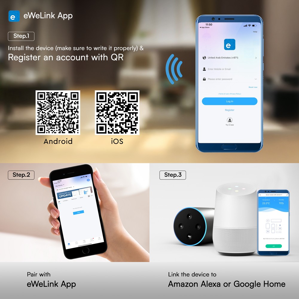 Vandtæt temperatursonde - kompatibel med Alexa, Google Home - Smart Home-temperaturmåler