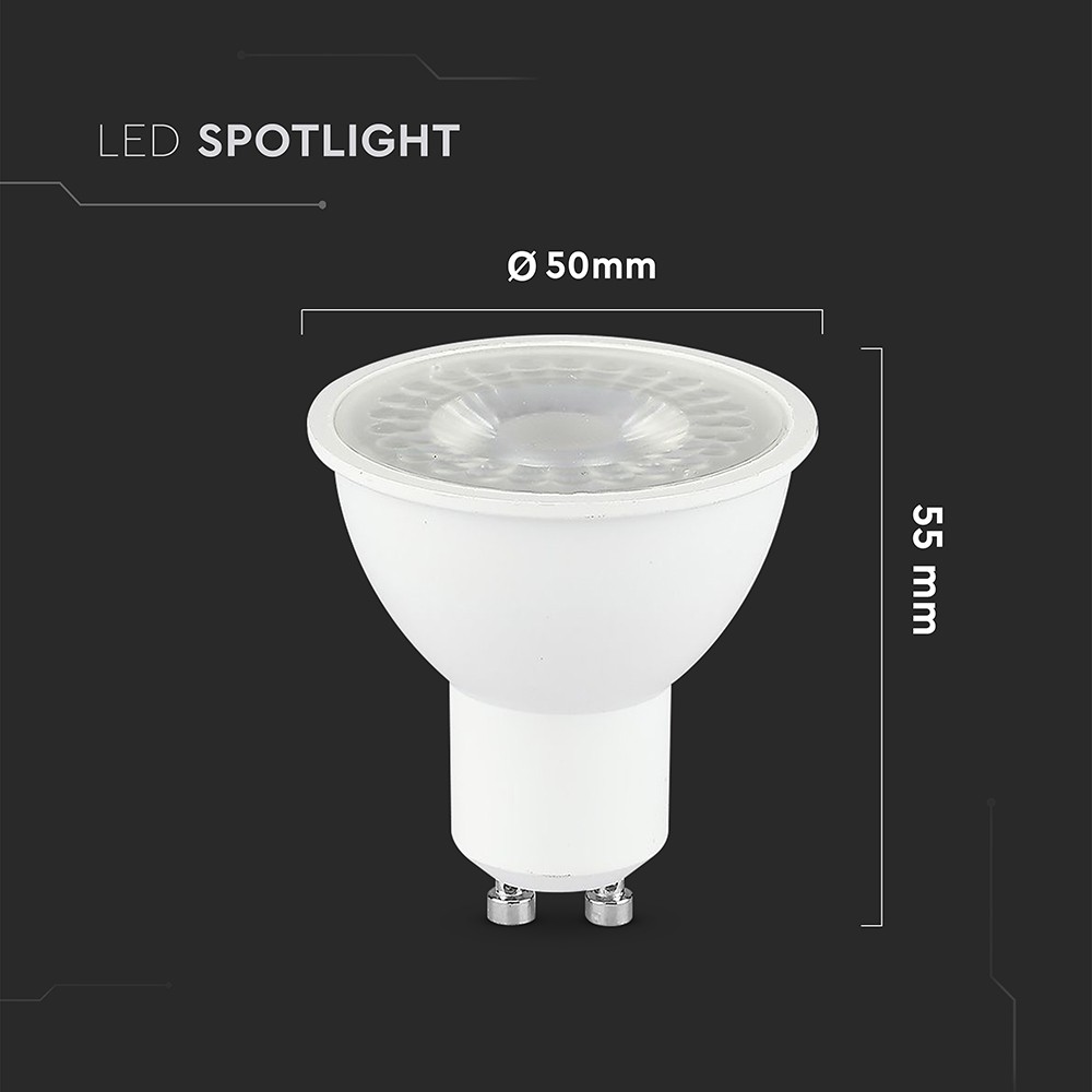GU10 7,5W Plast Spotlys 4000K 110D - Energibesparende spot med god farvegengivelse, perfekt til belysning i hjemmet.