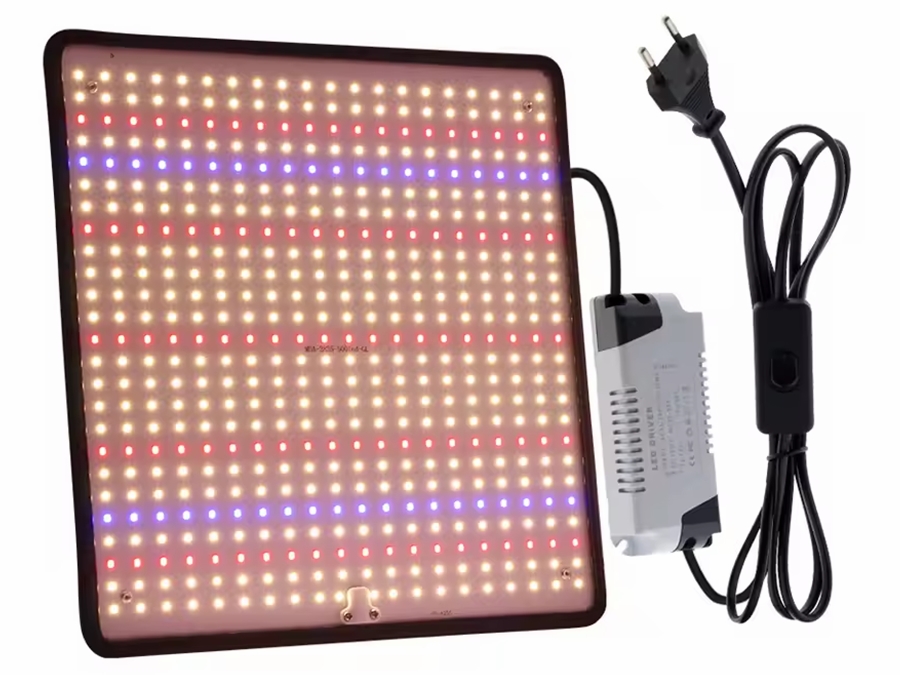 LED Panel Plantelampe - 500 LED Fuldspektrum, 40W (30x30cm)